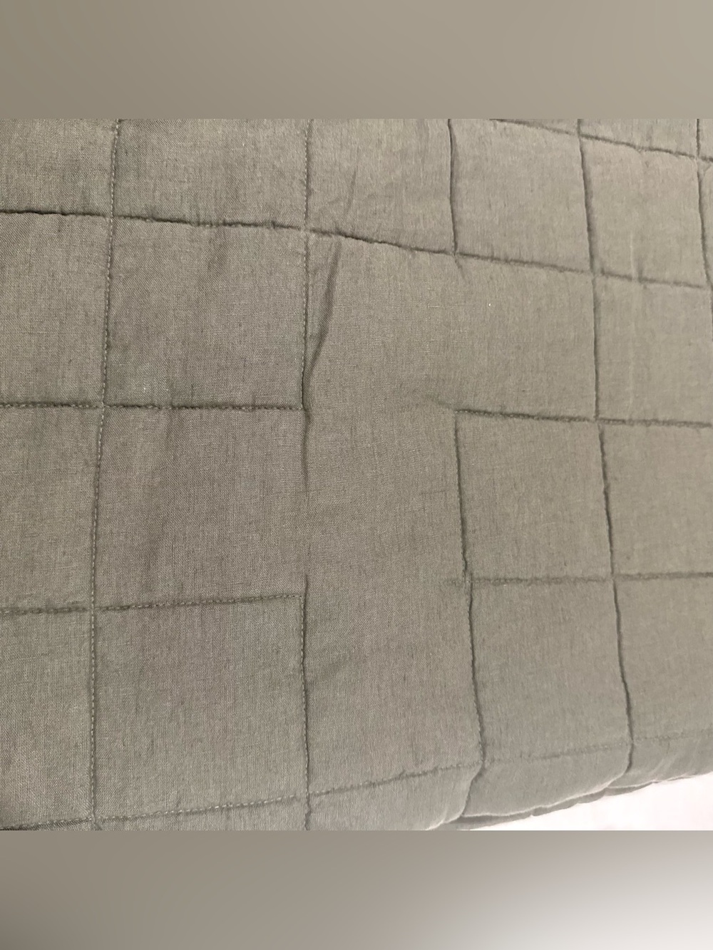 Brand New Quince European Linen Box Full/Queen $164 Dusty Olive No Shams Defect - Picture 7 of 7